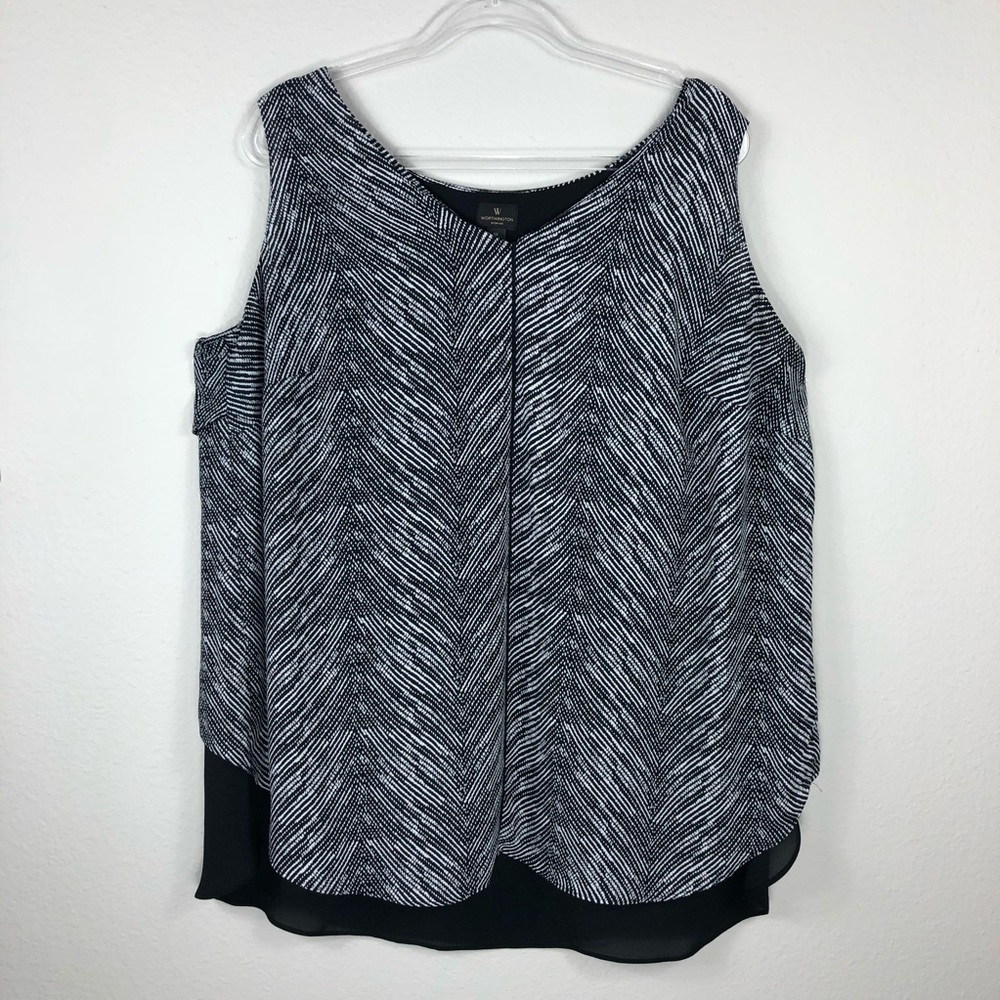 Worthington 1X Sleeveless Black & White Top